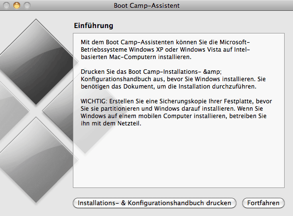 Boot Camp-Assistent Einführung