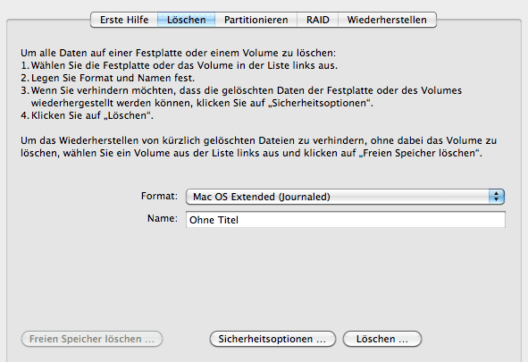 Festplattendienstprogramm löschen