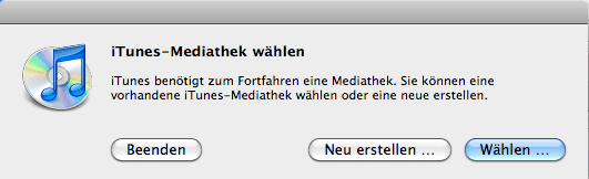iTunes Mediathek auswählen