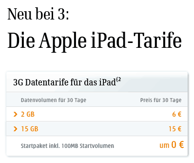 iPad-Tarife von Drei