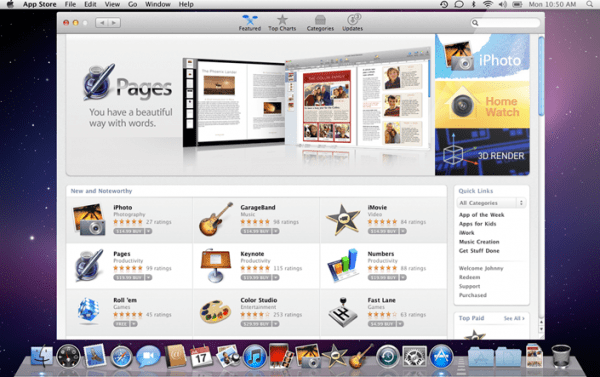 Der App Store unter Mac OS X (Quelle: http://www.apple.com/de/mac/app-store/", © Apple)