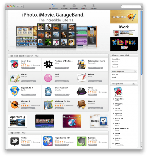 Der App Store unter Mac OS X