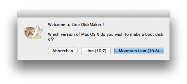 Lion DiskMaker: Dialog