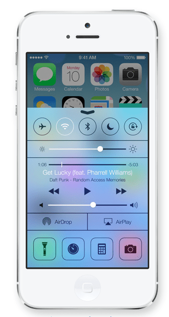 Das iOS 7-Kontrollzentrum (Bildquelle: Apple)