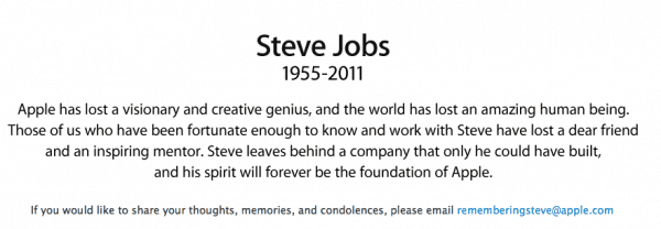 Nachruf für Steve Jobs (© Apple)
