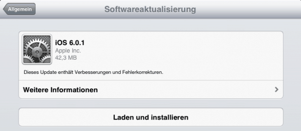 Installation von iOS 6.0.1